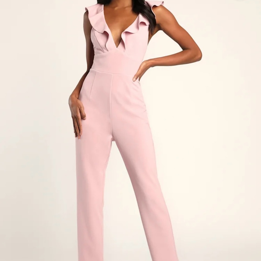 The Lulus Leilani Mauve Ruffled Jumpsuit